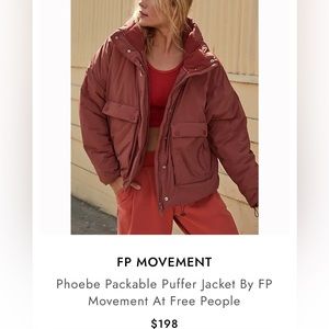Free People pocketable puffer in Ginger Spice. Retail $198